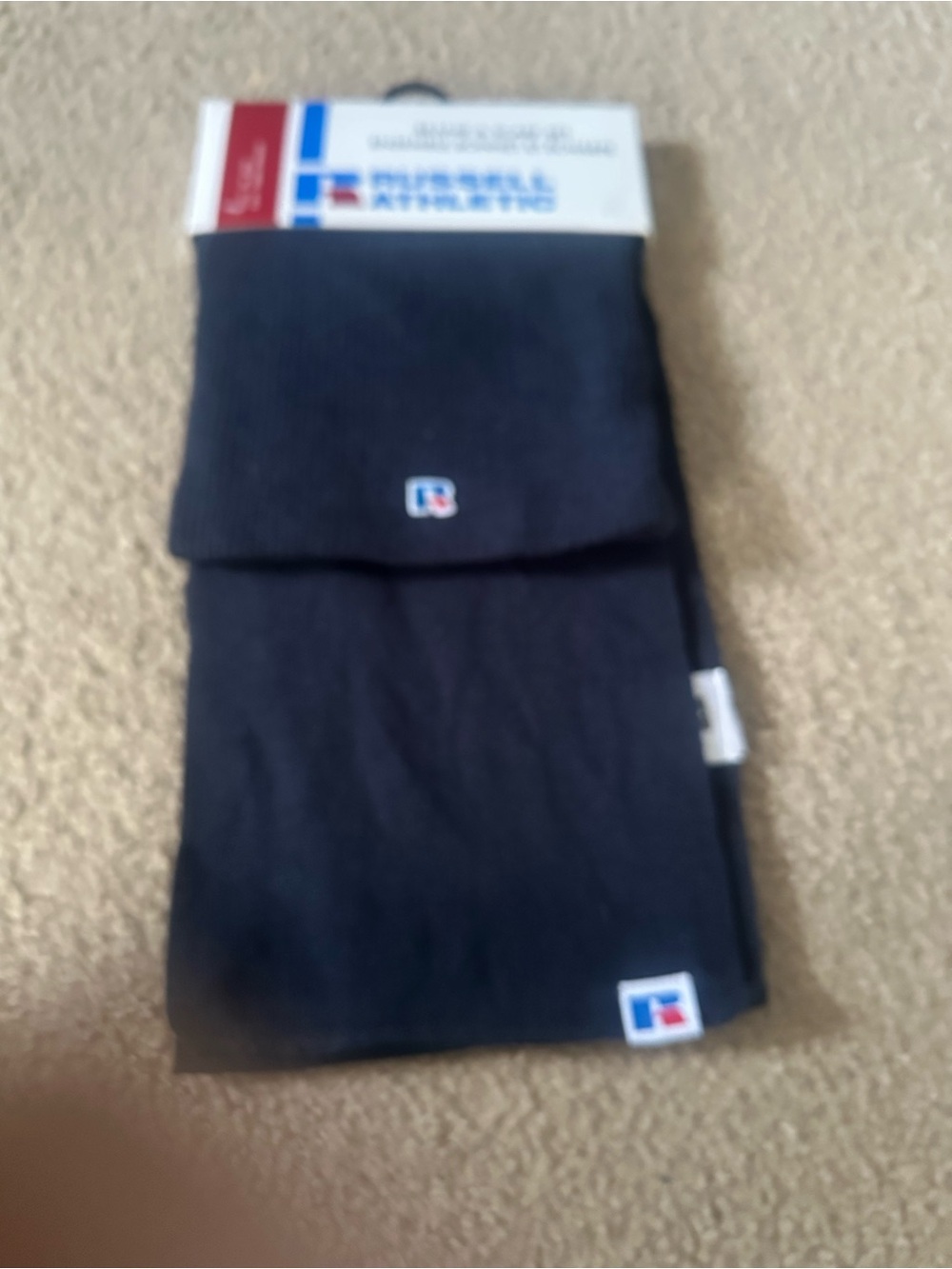 Russell Athletic Black Knit Scarf with Logo Patch